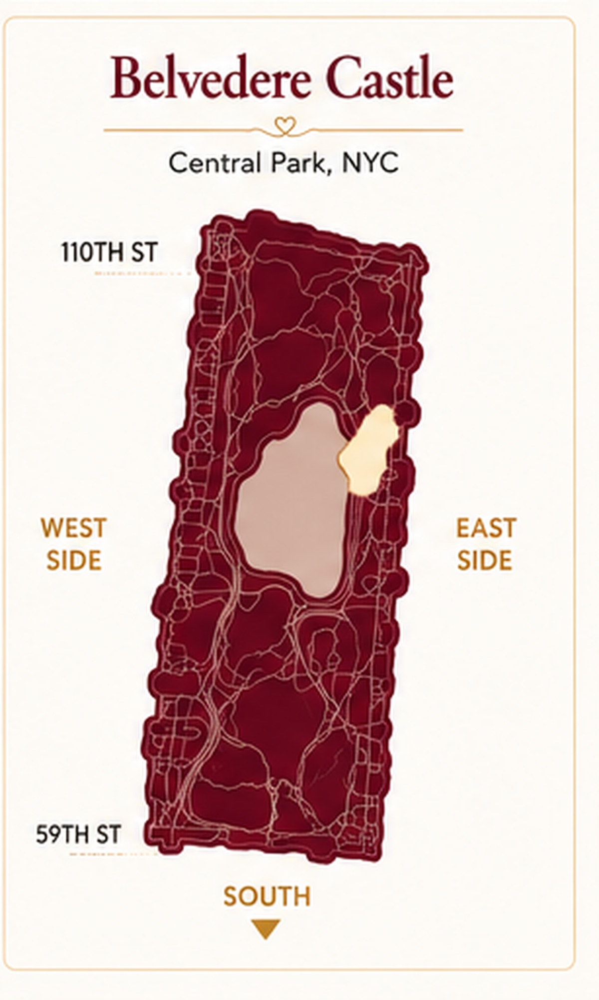 Map showing the location of Belvedere Castle in Central Park